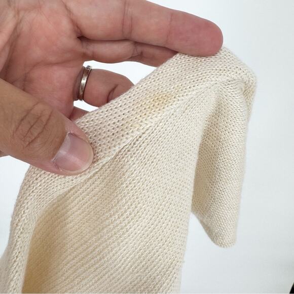 Les Copains Vintage Chevy Liscence Plate Knit Crew Neck Sweater Cream Size 50 - Picture 11 of 11